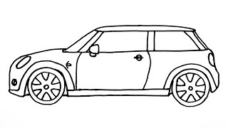 ‏How to Draw Mini Cooper Sports Car  Easy Cars Drawing  Mini Cooper Araba Çizimi [upl. by Akimal]