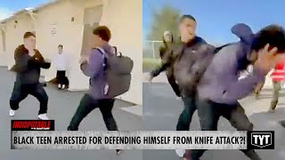 Black Teen Arrested For Defending Himself From Butcher Knife Attack At School [upl. by Kenney]