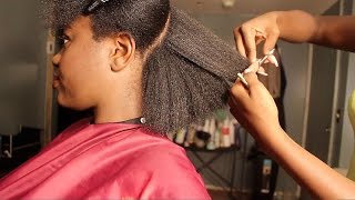 Natural Hair Salon Visit  Blowdry amp Trim [upl. by Chirlin]