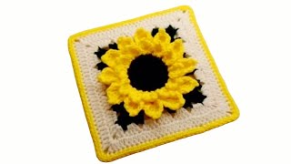 Easy Crochet A Granny Square  Sunflower Granny 10quot  Bag o day Crochet Tutorial 326 [upl. by Doak336]