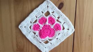 How to Crochet Paw Print Granny Square [upl. by Asim]