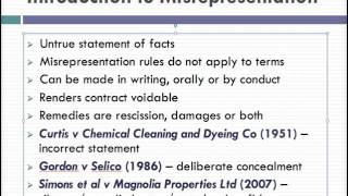 Misrepresentation Lecture 1 of 4 [upl. by Llerrem]