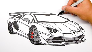 How to draw a car  Lamborghini Aventador SVJ  Step by step 1 [upl. by Nilrac]