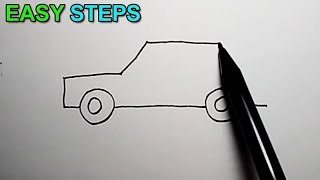 SIMPLEST WAY on How to draw a car  Easy Drawing [upl. by Karlow]