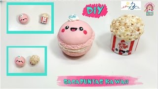 Cómo decorar Sacapuntas Kawaii Macaroon y bote de palomitas DIY Decorar tus útiles escolares [upl. by Annerol528]