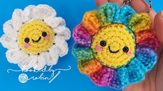 Crochet Amigurumi Flower Keychain NO SEWING REQUIRED [upl. by Federica]