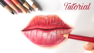 How To Draw Lips  Colored Pencil Tutorial [upl. by Sarson]