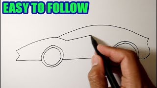 How to draw a sports car  EASY TO FOLLOW [upl. by Kcirddor]